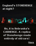 In Alliance, Nebraska, thirty-eight automobiles were placed to assume the same proportions as Stonehenge with the circle measuring approximately 96 feet in diameter.